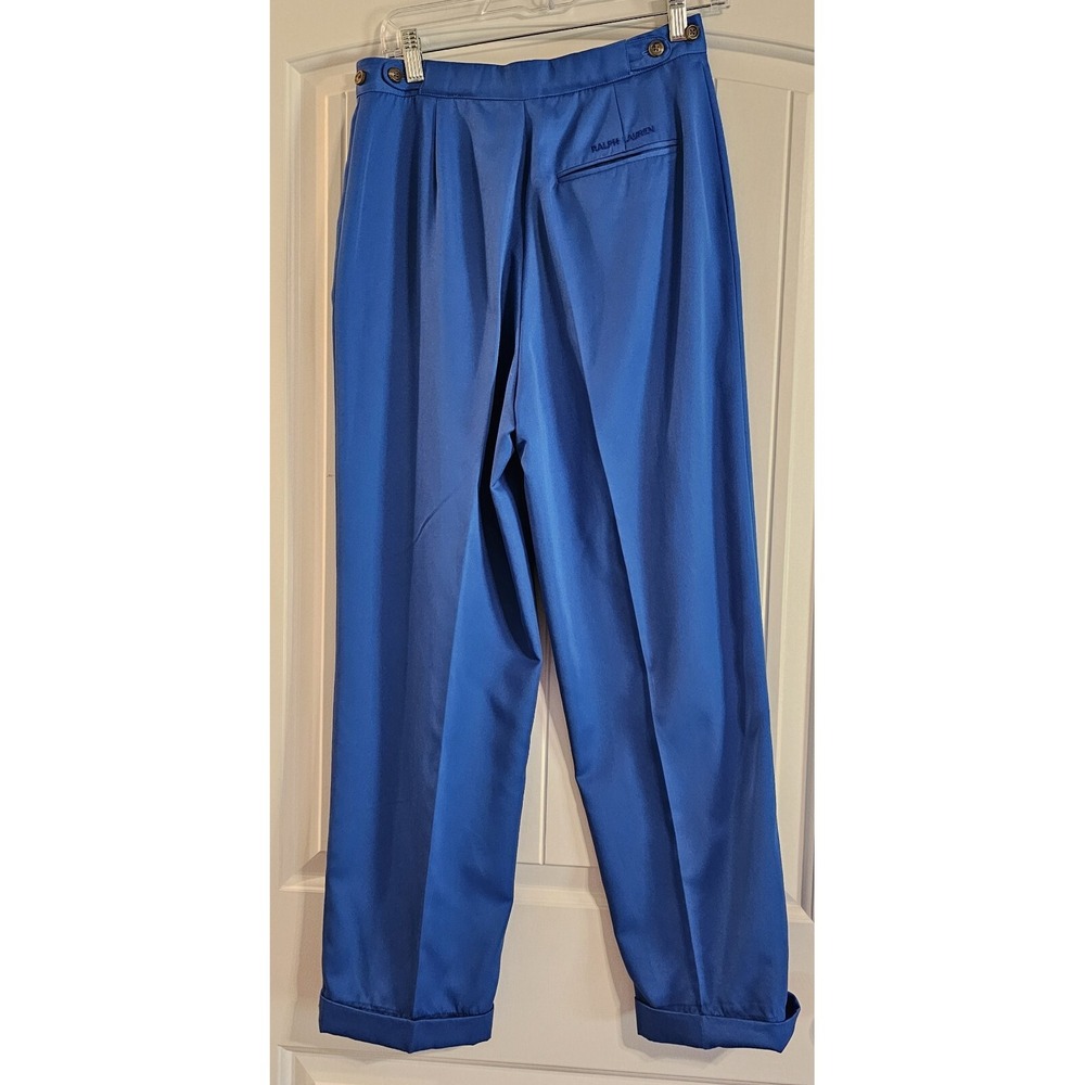 Polo Sport Ralph Lauren Pleated Trousers Womens 10 Blue Microfiber Cuffed READ - Picture 2 of 9